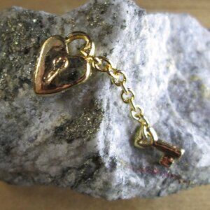 Key to the Heart European Charm.  Gold Plated Sterling Silver.